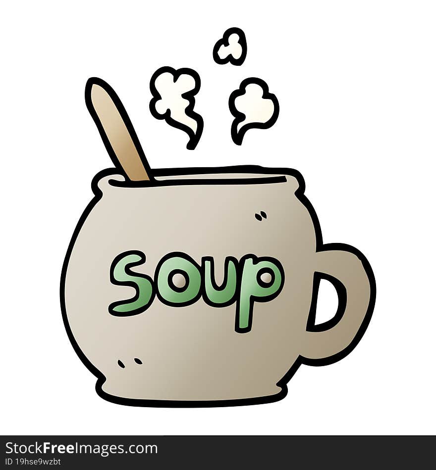 Vector Gradient Illustration Cartoon Cup Of Soup