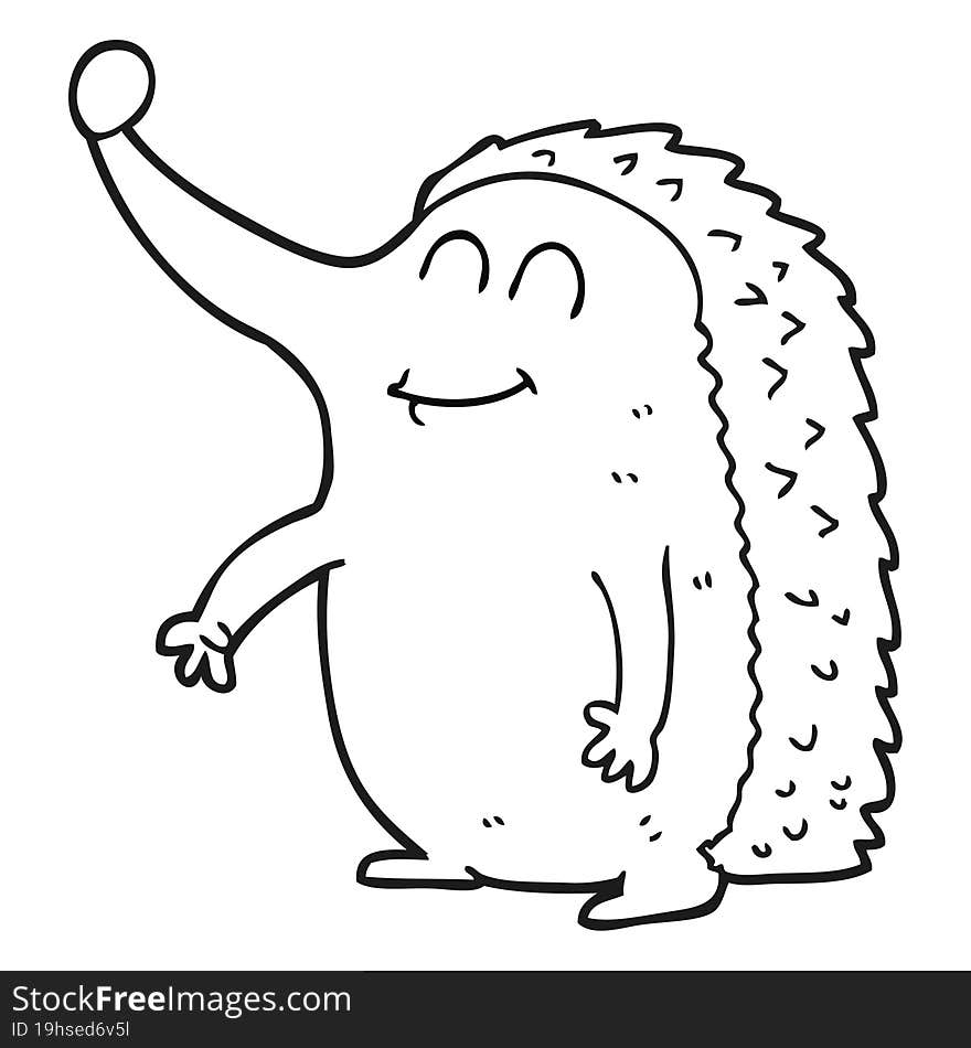 black and white cartoon hedgehog