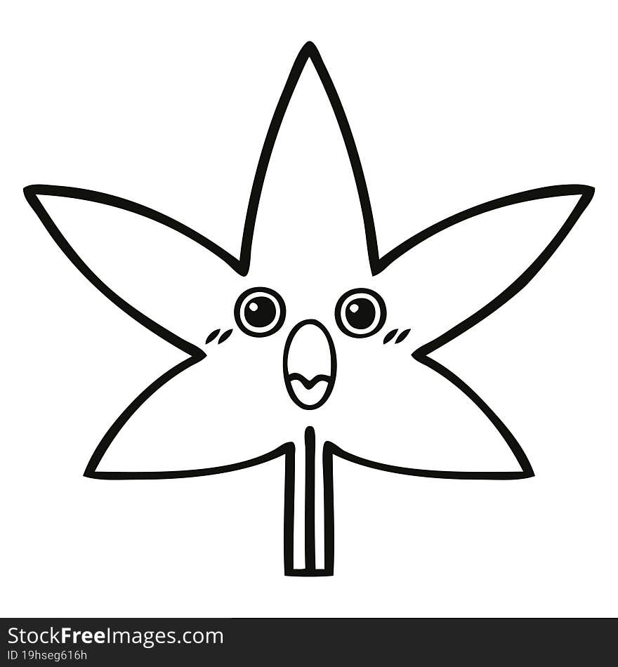 line drawing cartoon marijuana leaf