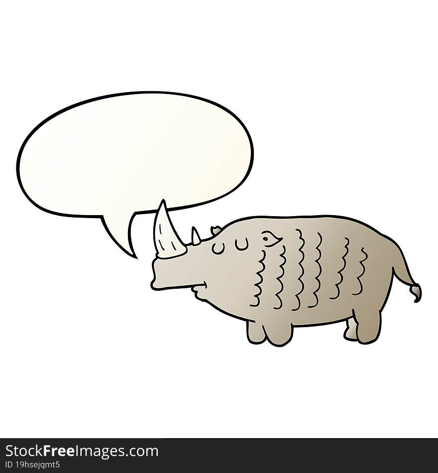 cartoon rhinoceros and speech bubble in smooth gradient style