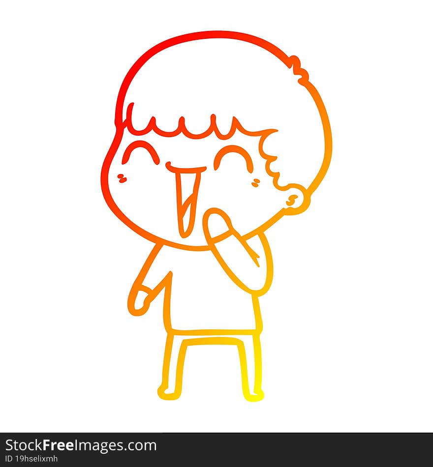 warm gradient line drawing of a cartoon happy man