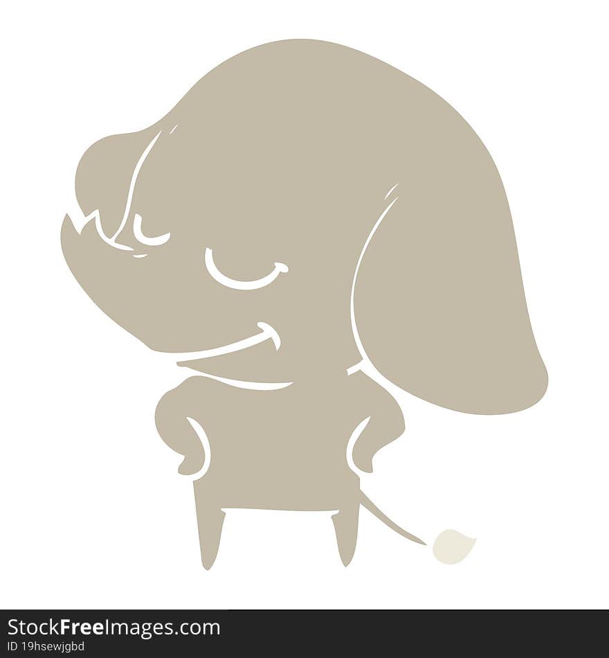 flat color style cartoon smiling elephant