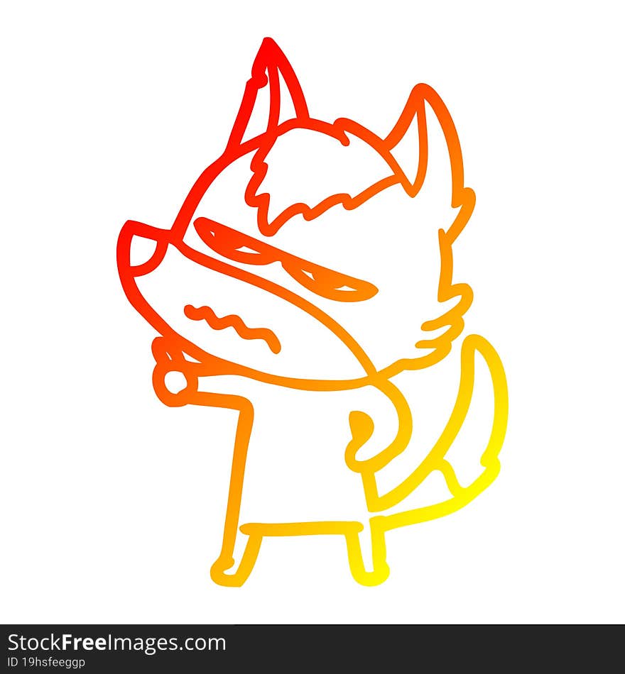 warm gradient line drawing cartoon annoyed wolf