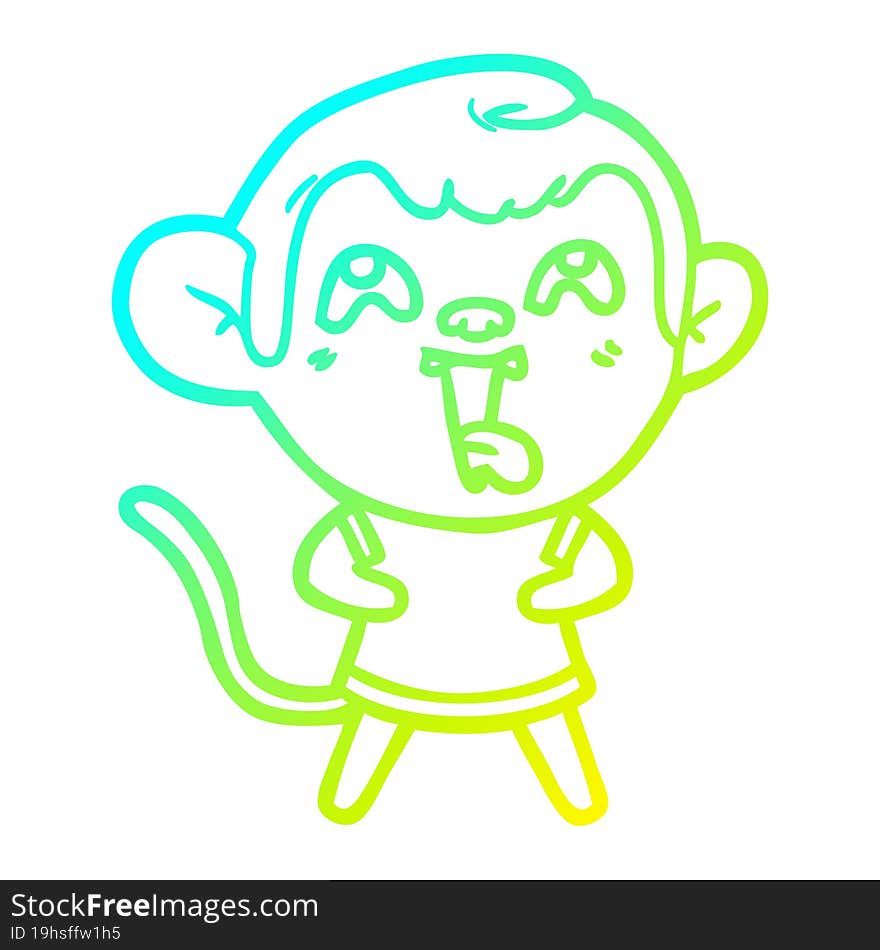 cold gradient line drawing crazy cartoon monkey