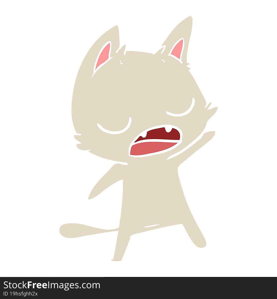 talking cat flat color style cartoon