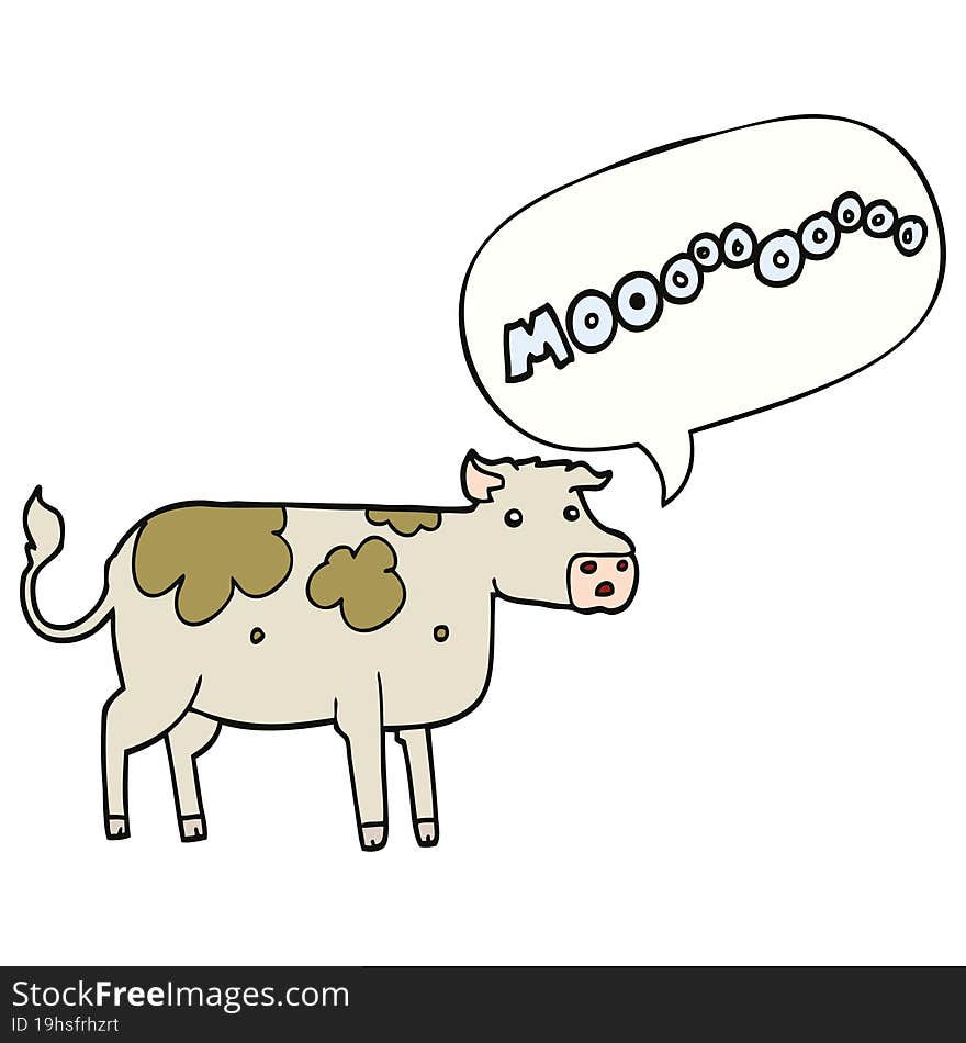 Cartoon Cow And Speech Bubble