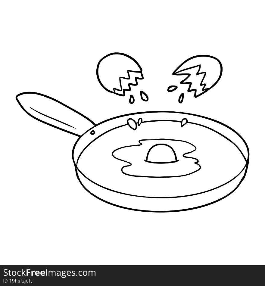 cartoon pan frying egg. cartoon pan frying egg