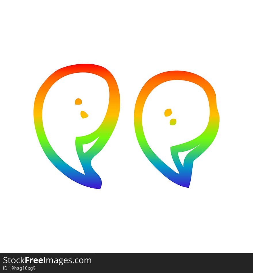 rainbow gradient line drawing cartoon quotation marks