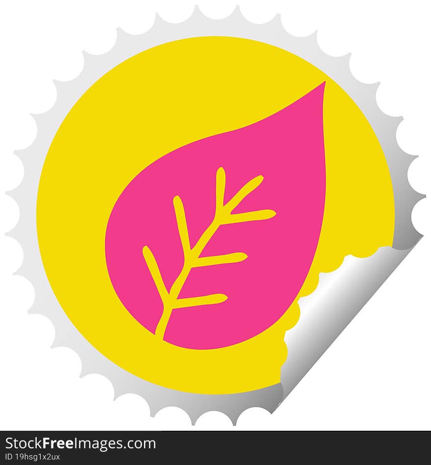 circular peeling sticker cartoon autumn leaf