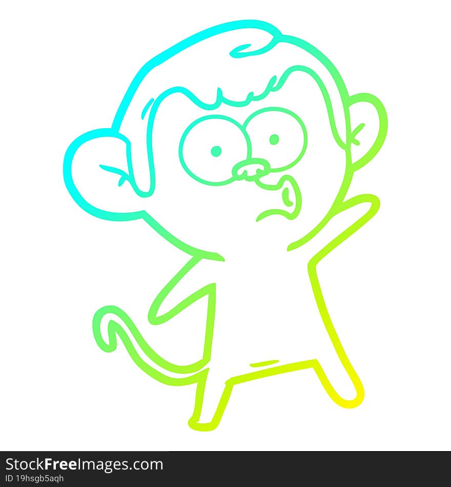 cold gradient line drawing cartoon surprised monkey