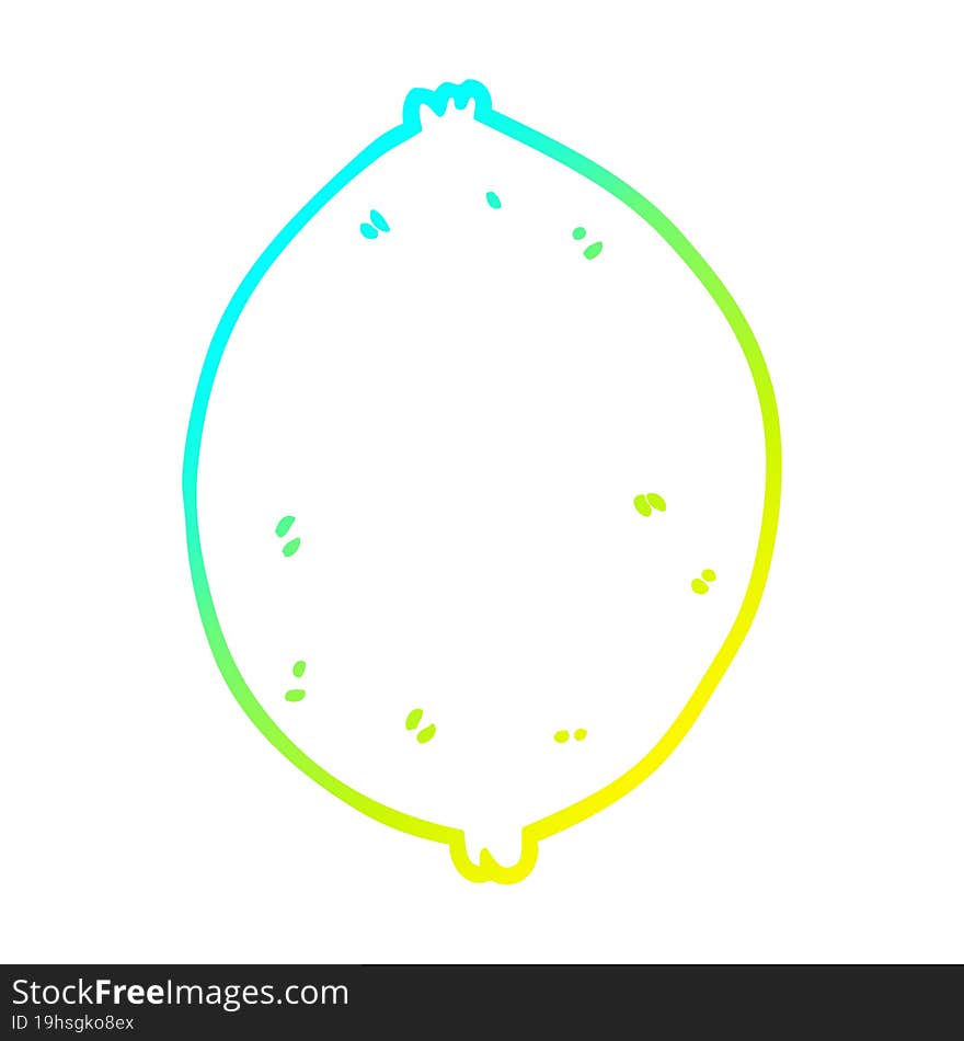 cold gradient line drawing cartoon lemon