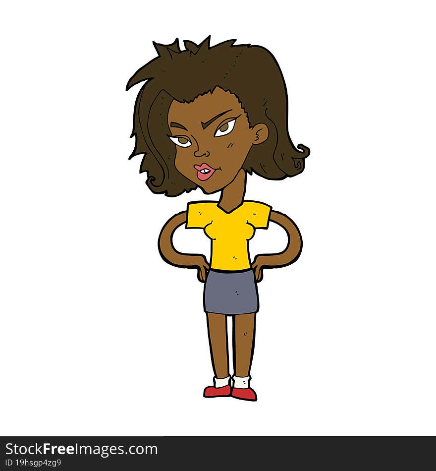 cartoon woman with hands on hips