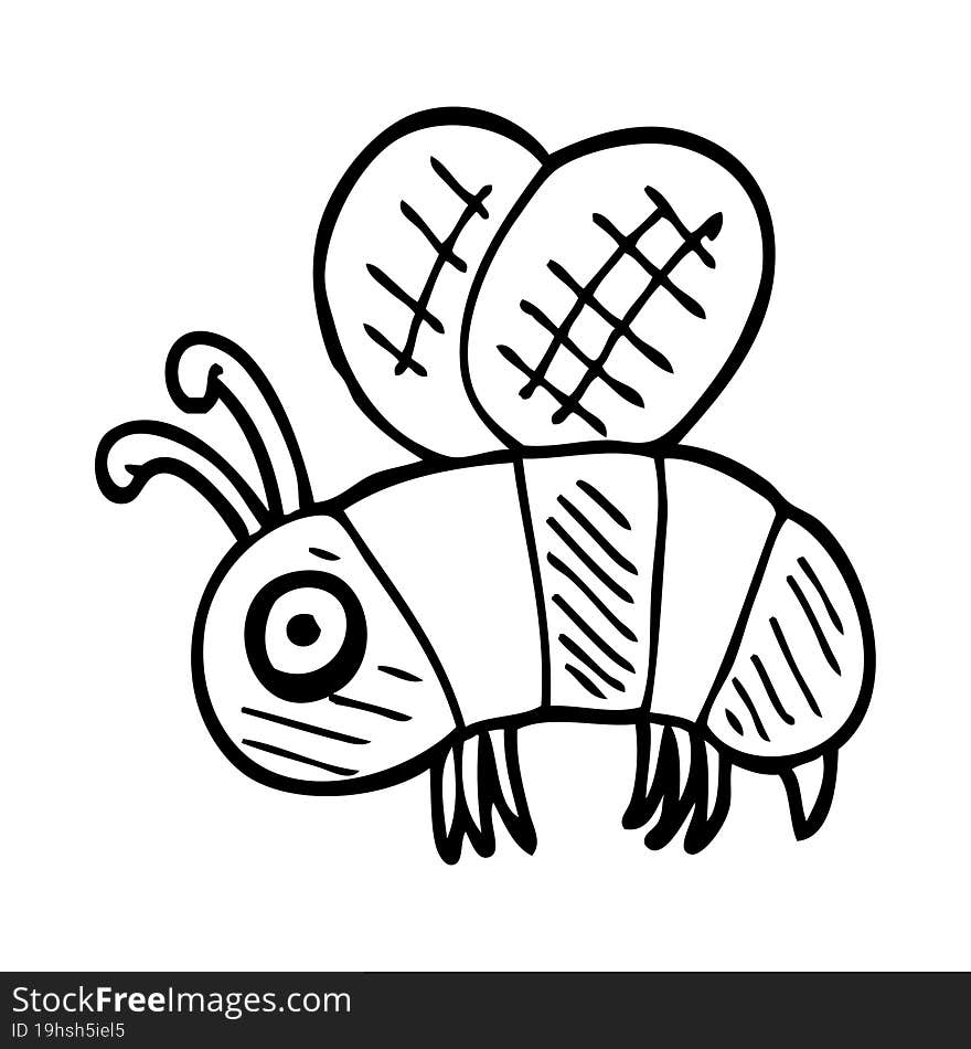 Line Drawing Cartoon Anxious Bee