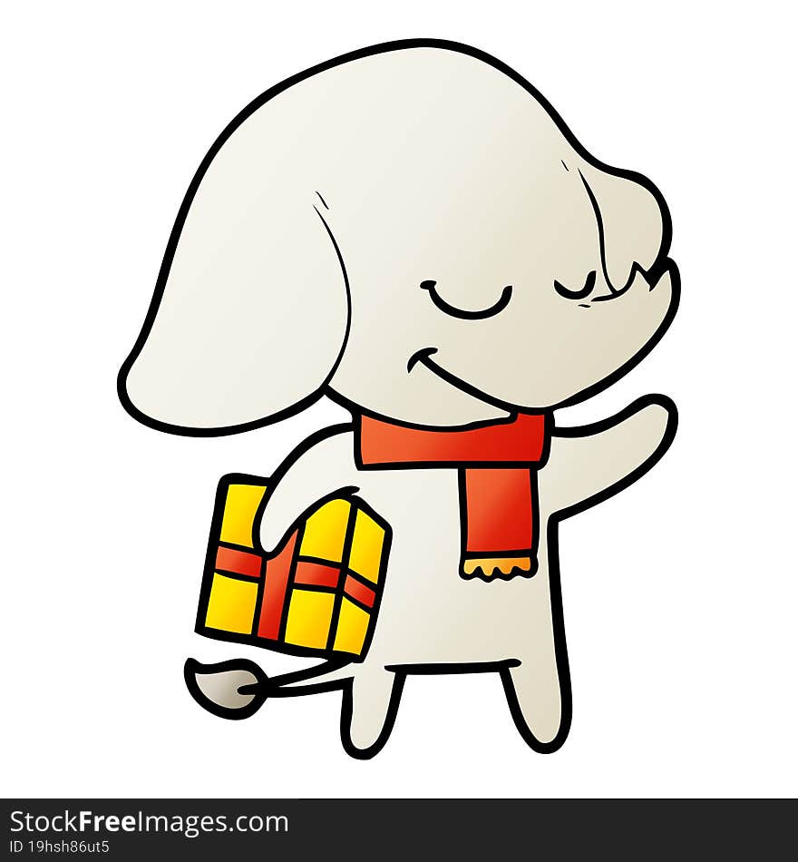 cartoon christmas elephant. cartoon christmas elephant