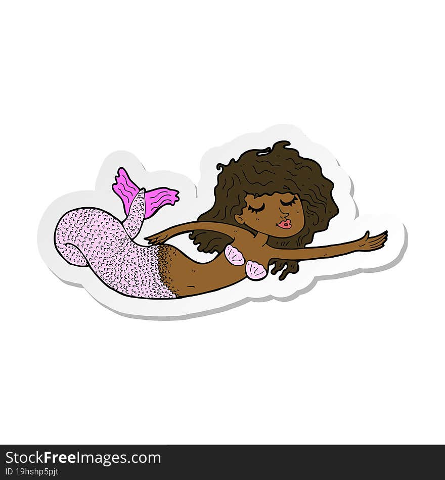 sticker of a cartoon mermaid