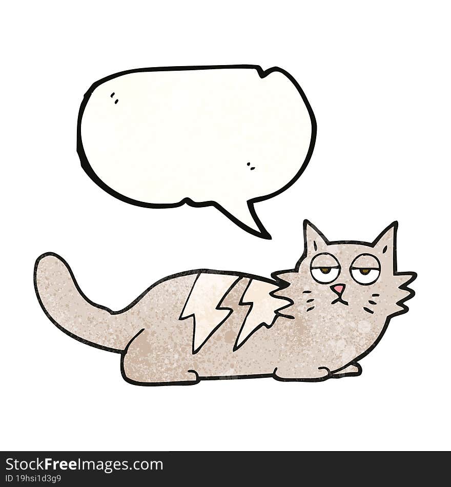 freehand drawn texture speech bubble cartoon cat