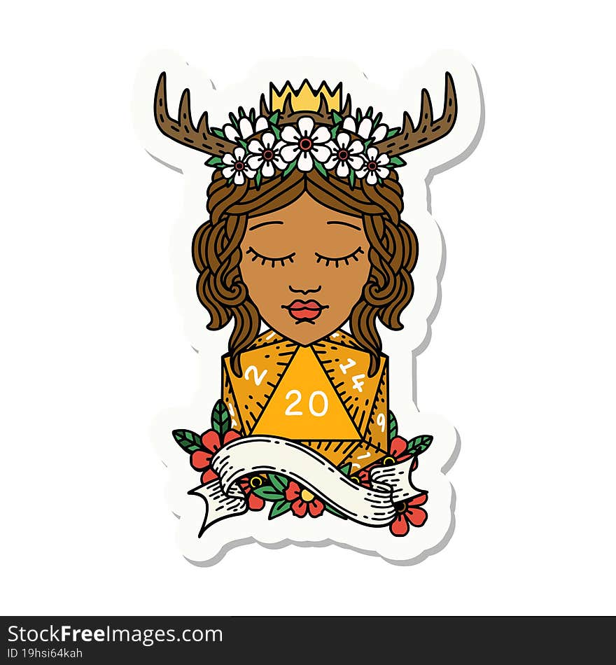 Human Druid With Natural Twenty Dice Roll Sticker