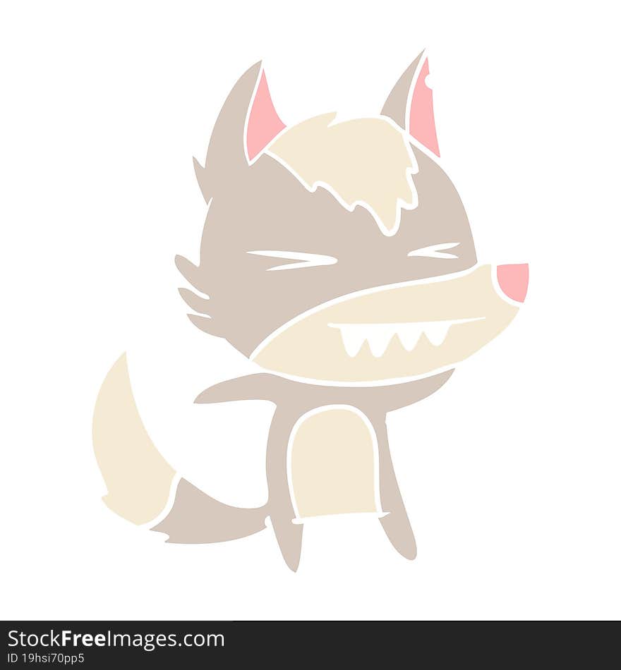 angry wolf flat color style cartoon