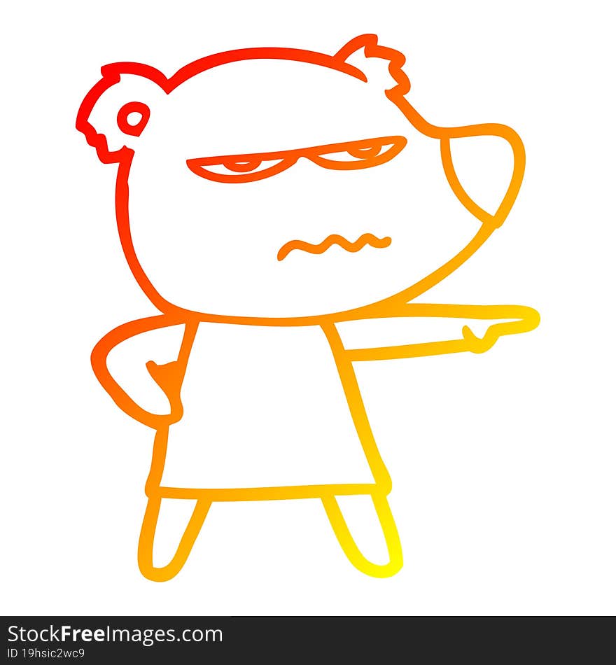 warm gradient line drawing cartoon angry bear polar girl pointing