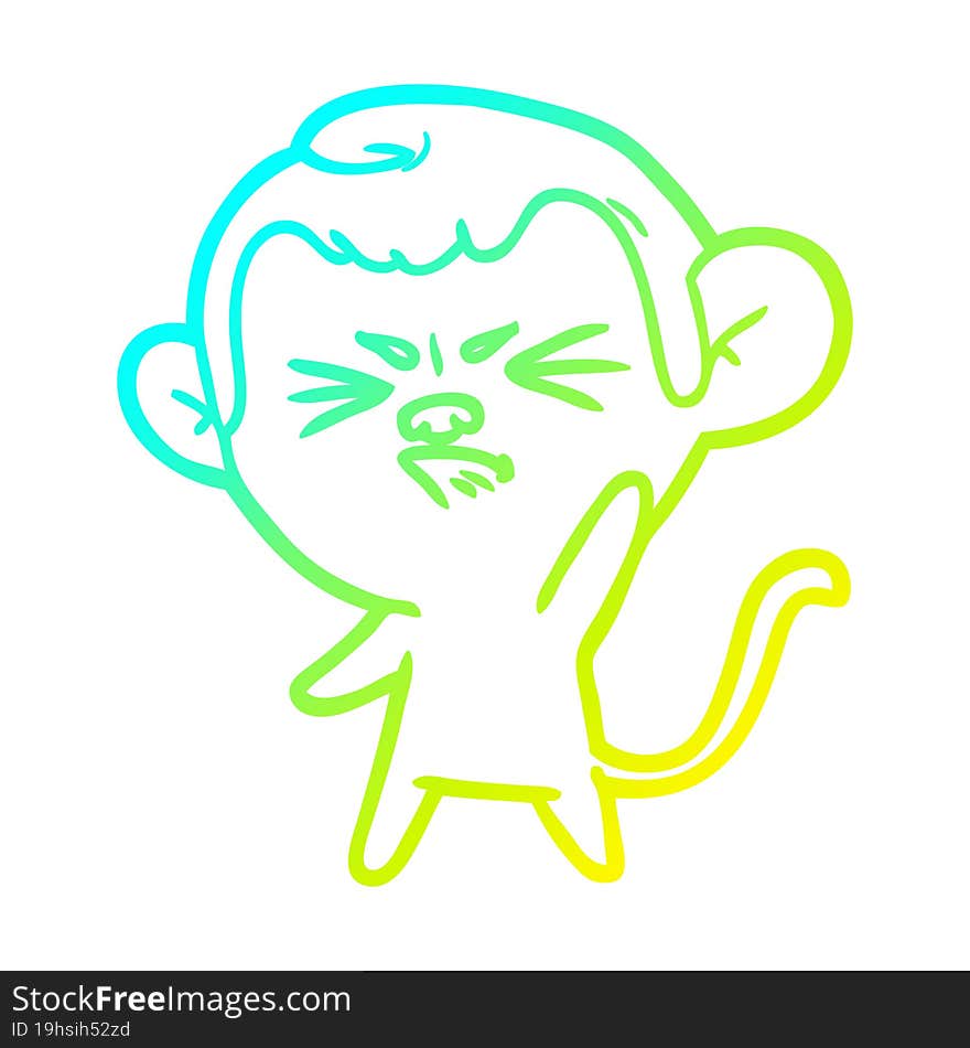 cold gradient line drawing cartoon annoyed monkey