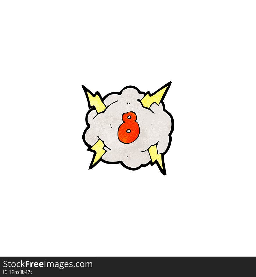 cartoon thunder cloud with number eight