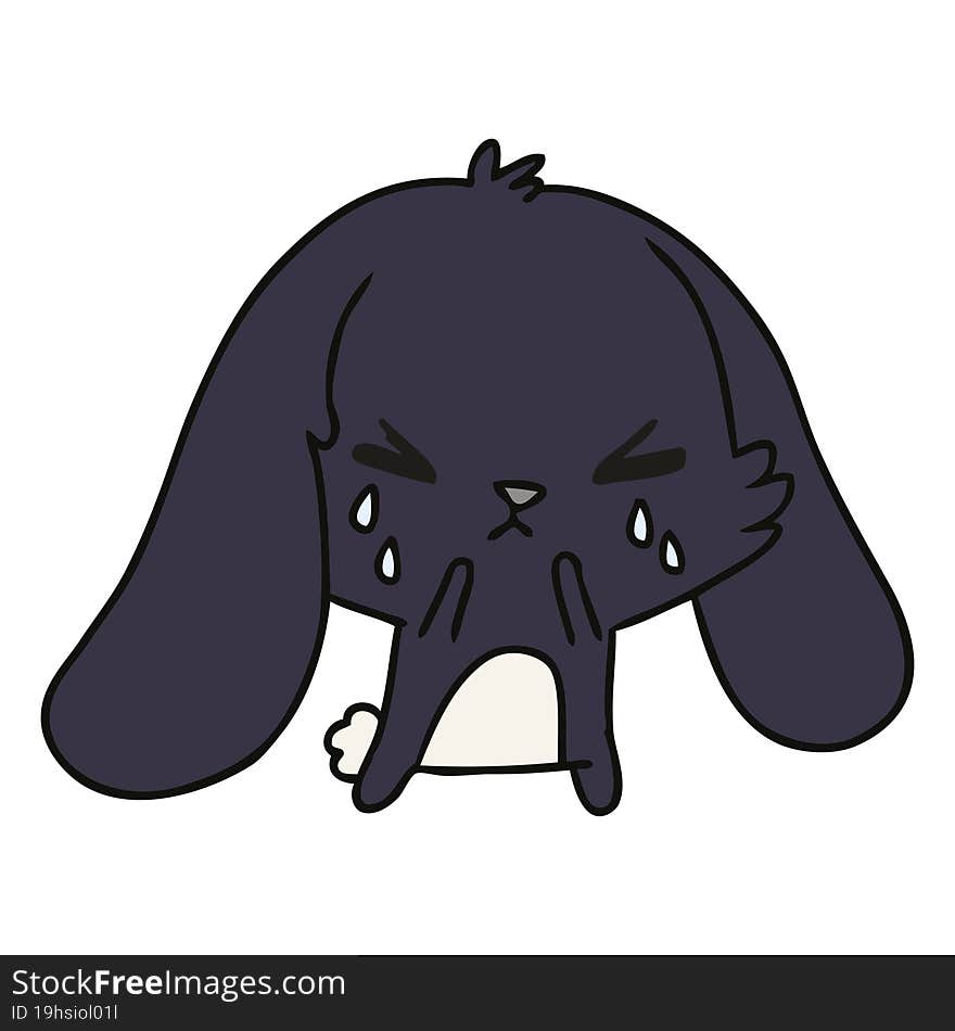 cartoon of cute kawaii sad bunny