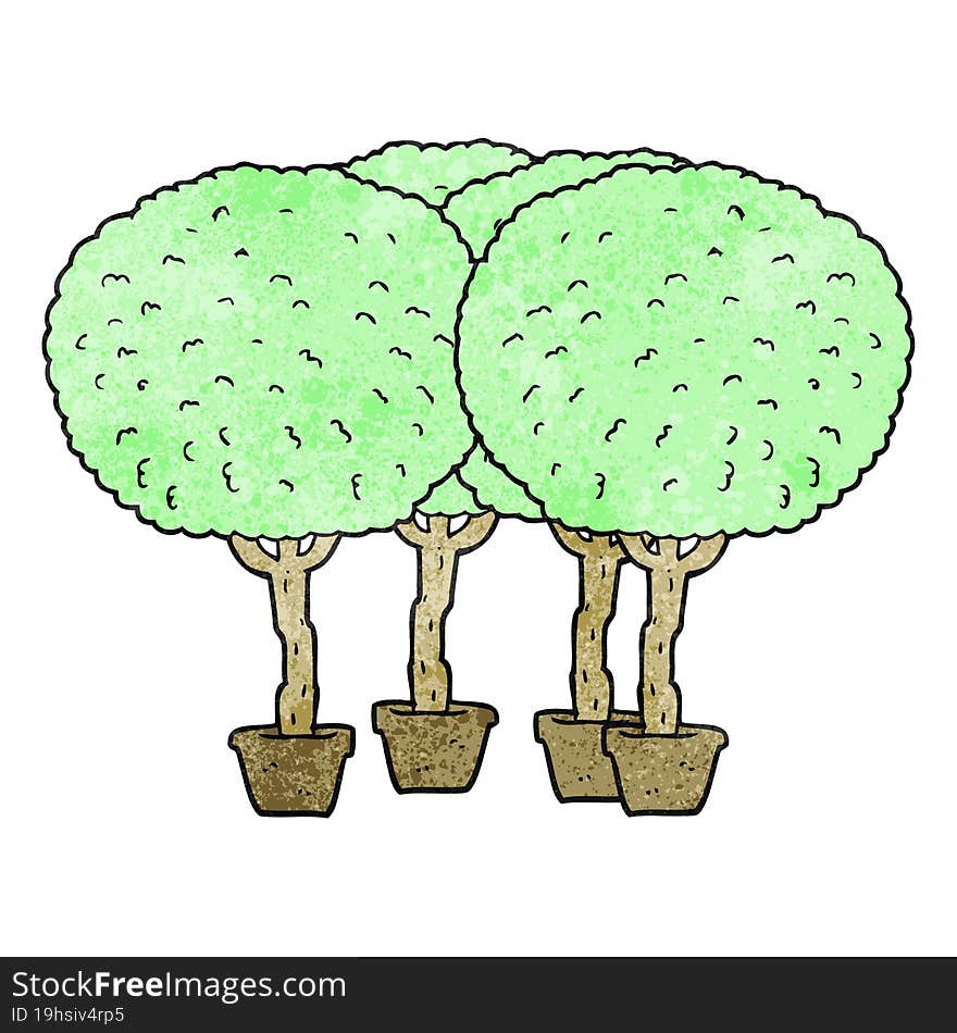 freehand drawn texture cartoon trees