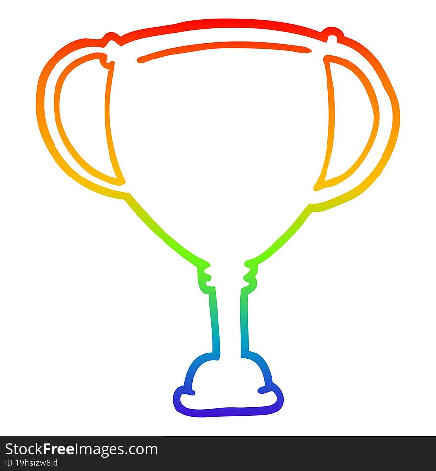 rainbow gradient line drawing of a cartoon sports trophy