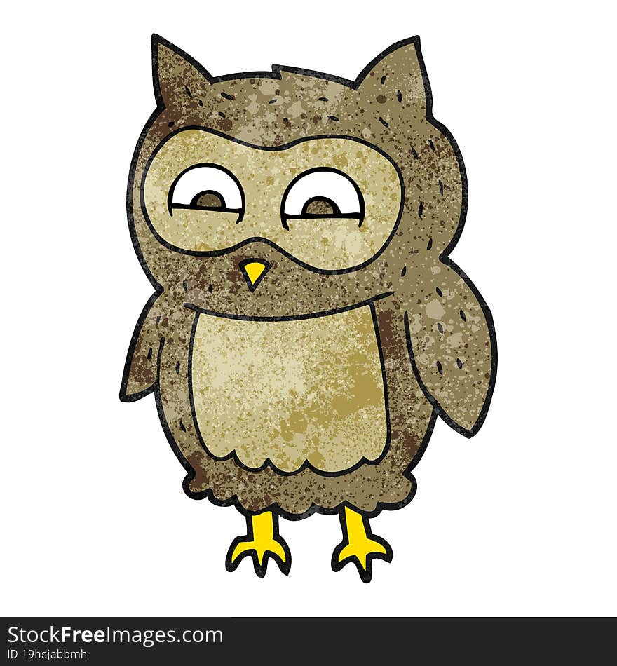 freehand textured cartoon owl