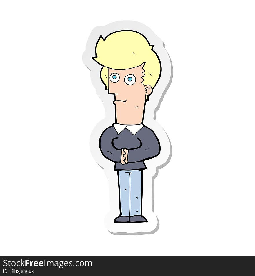 sticker of a cartoon man staring