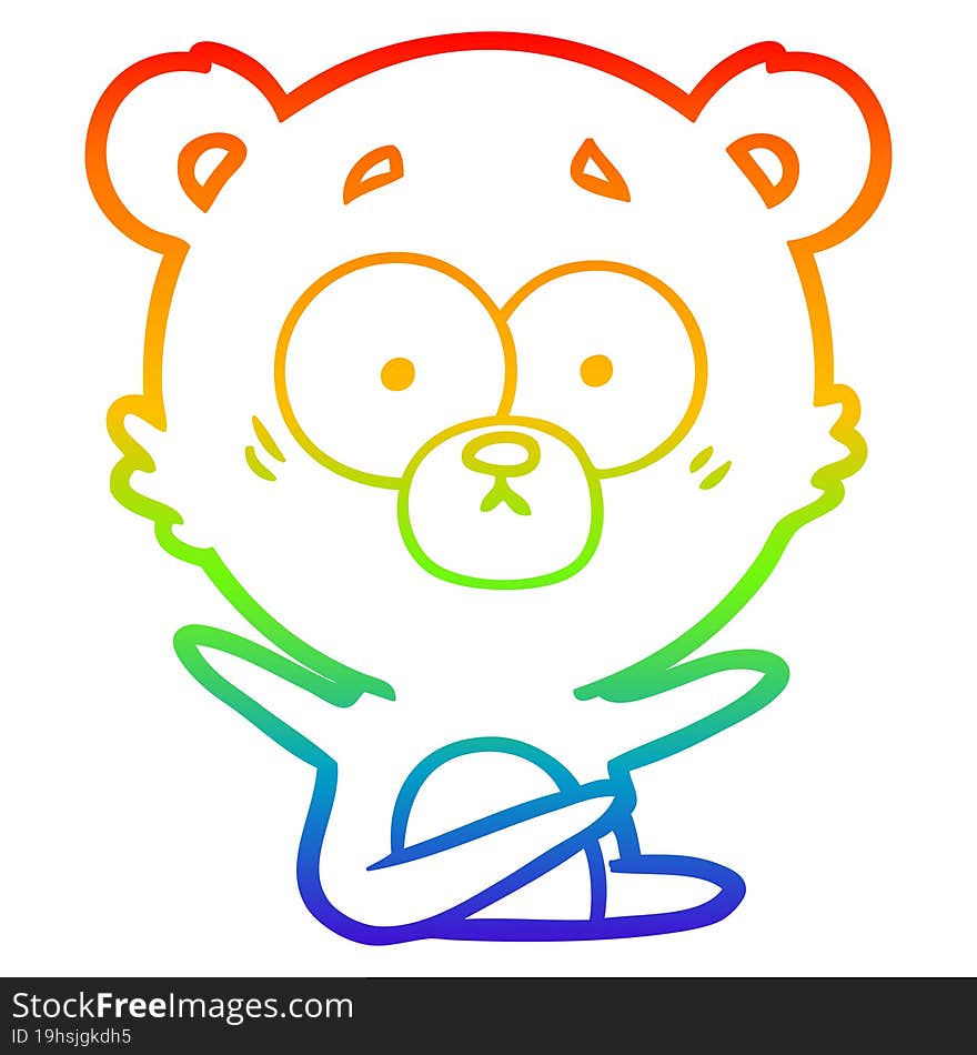 rainbow gradient line drawing surprised bear cartoon