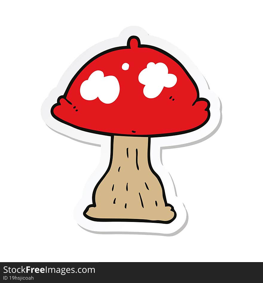 Sticker Of A Cartoon Mushroom