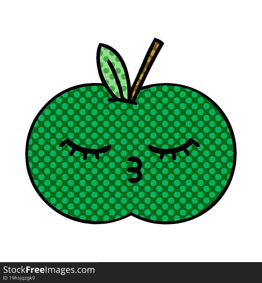 comic book style cartoon juicy apple