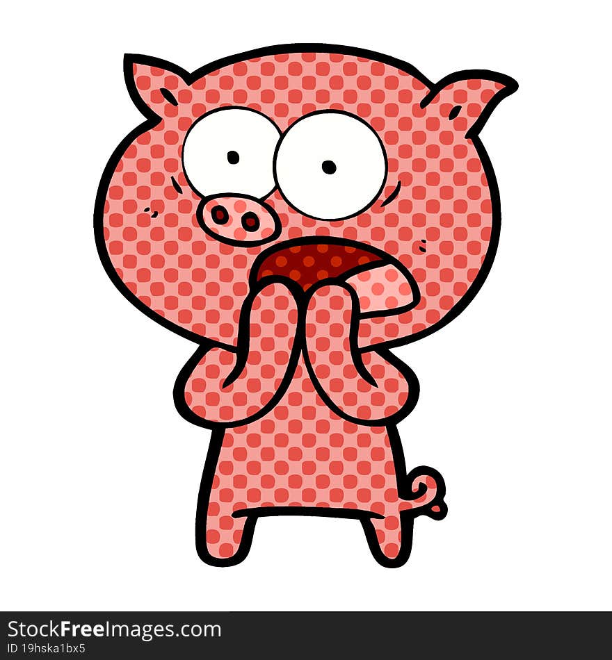 cartoon pig shouting. cartoon pig shouting