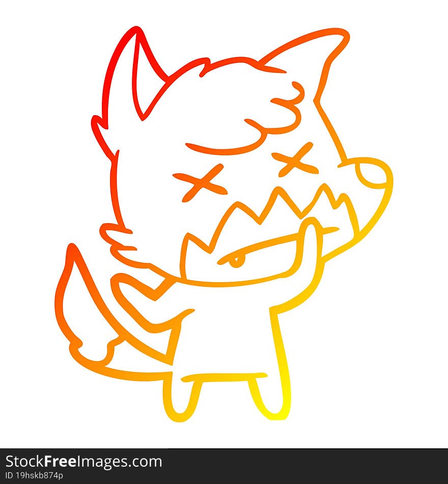 warm gradient line drawing cartoon dead fox