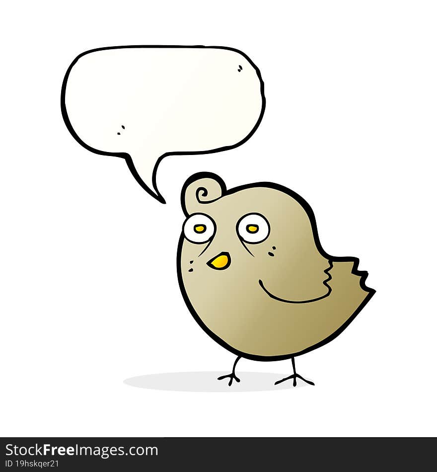 Funny Cartoon Bird With Speech Bubble