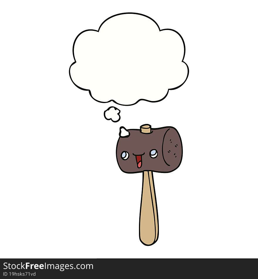 cartoon mallet and thought bubble