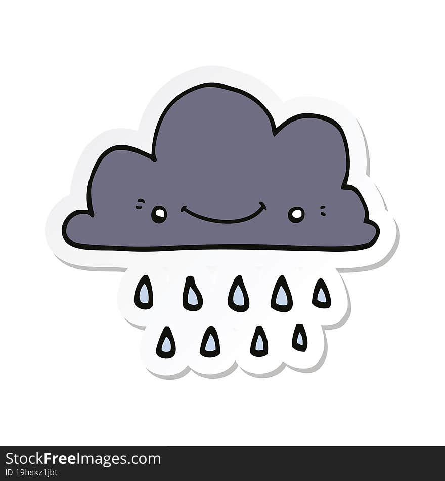 Sticker Of A Cartoon Storm Cloud