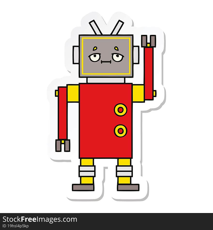 sticker of a cute cartoon robot