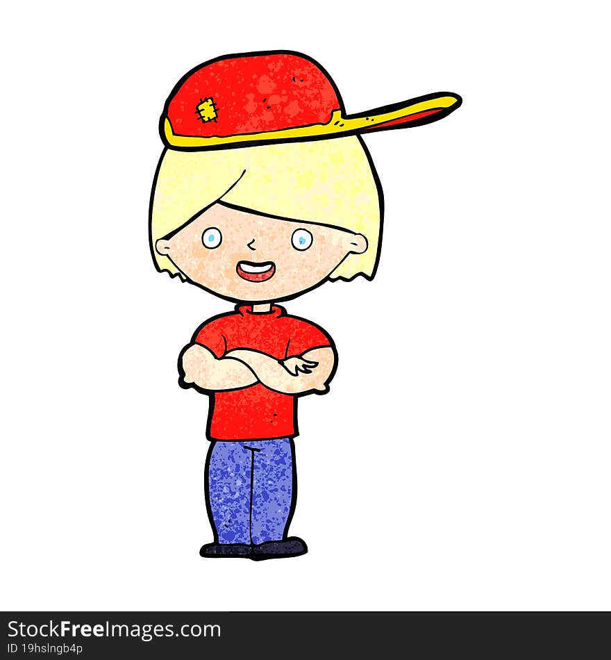 cartoon boy wearing cap