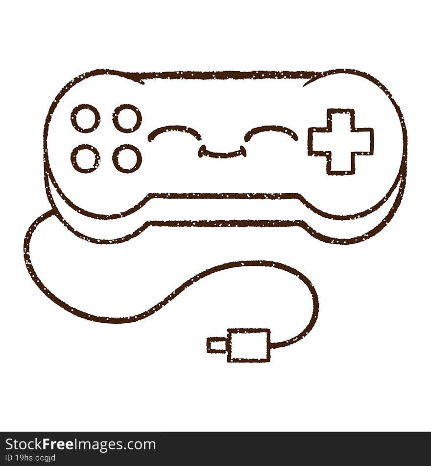 Game Controller Charcoal Drawing