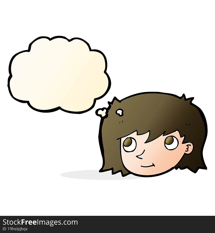 Cartoon Female Face With Thought Bubble