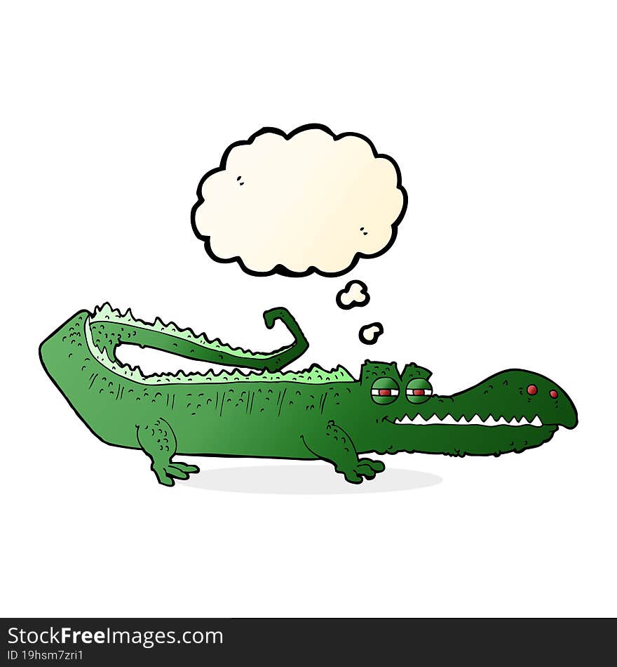 cartoon crocodile with thought bubble