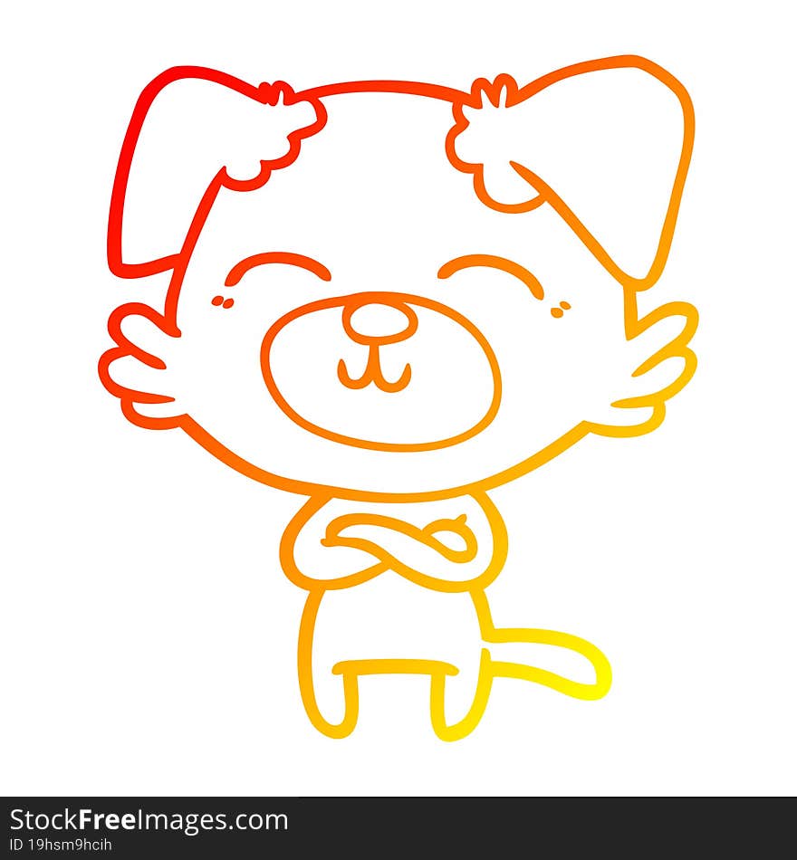 warm gradient line drawing cartoon dog crossing arms