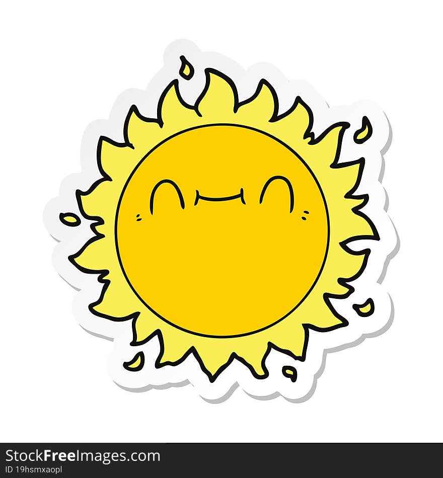 sticker of a happy cartoon sun