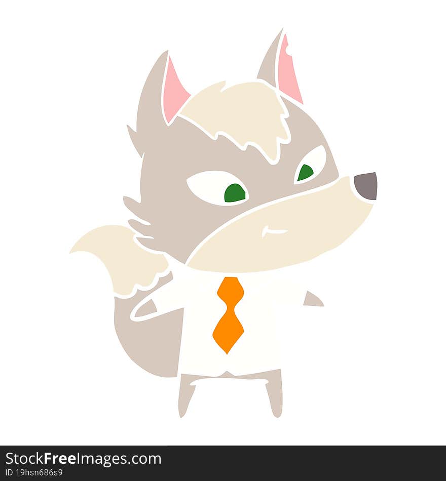 Friendly Flat Color Style Cartoon Wolf Manager