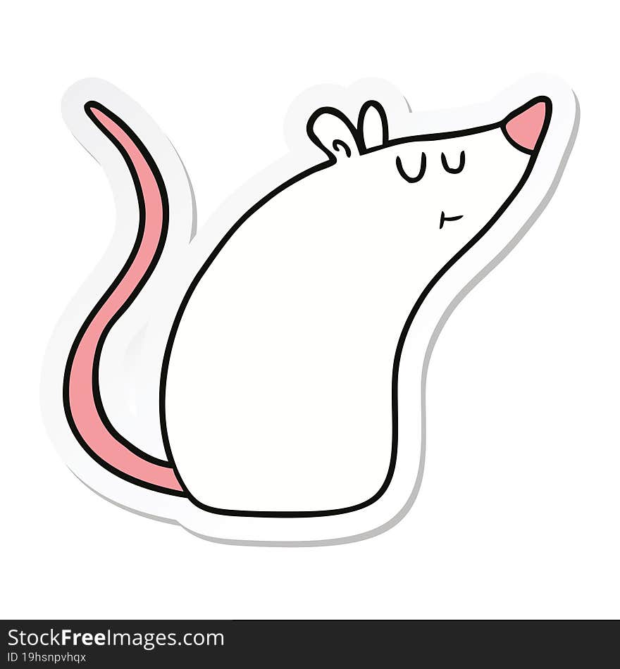 Sticker Of A Cartoon White Mouse