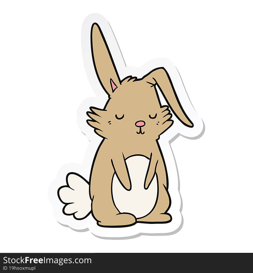 sticker of a cartoon sleepy rabbit