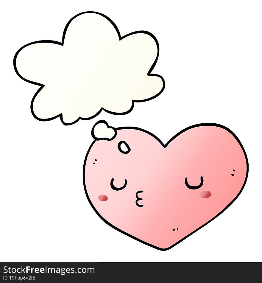 cartoon love heart with thought bubble in smooth gradient style