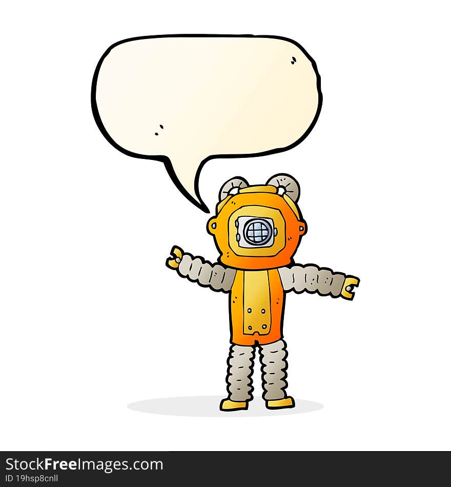 Cartoon Deep Sea Diver With Speech Bubble